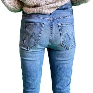 Mother Jeans High Waisted Looker Ankle Size 25 Med Wash Distressed Skinny Popism